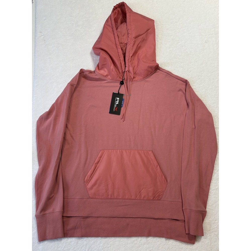 RLX Ralph Lauren Womens Size S/P Pink Long Sleeve Cloud Fleece Golf Hoodie New